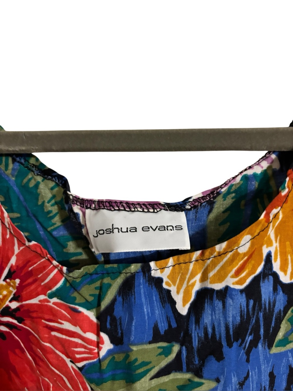 Vintage Joshua Evans Blue Floral Crop Tank Top Medium - Picture 4 of 6